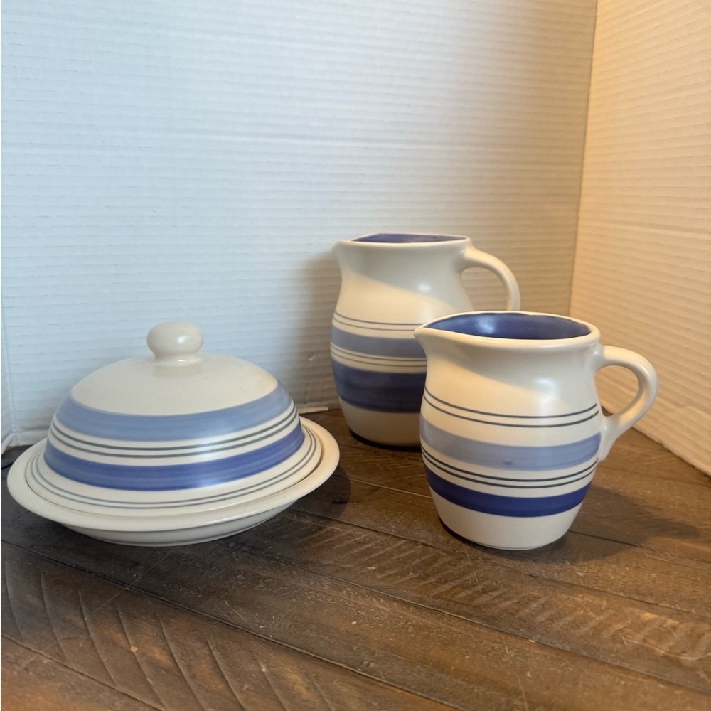 Pfaltzgraff Blue and Cream Serveware Set